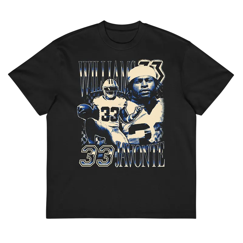 Javonte Williams Vintage Vintage Boxy T-shirt Black by Athlete Market