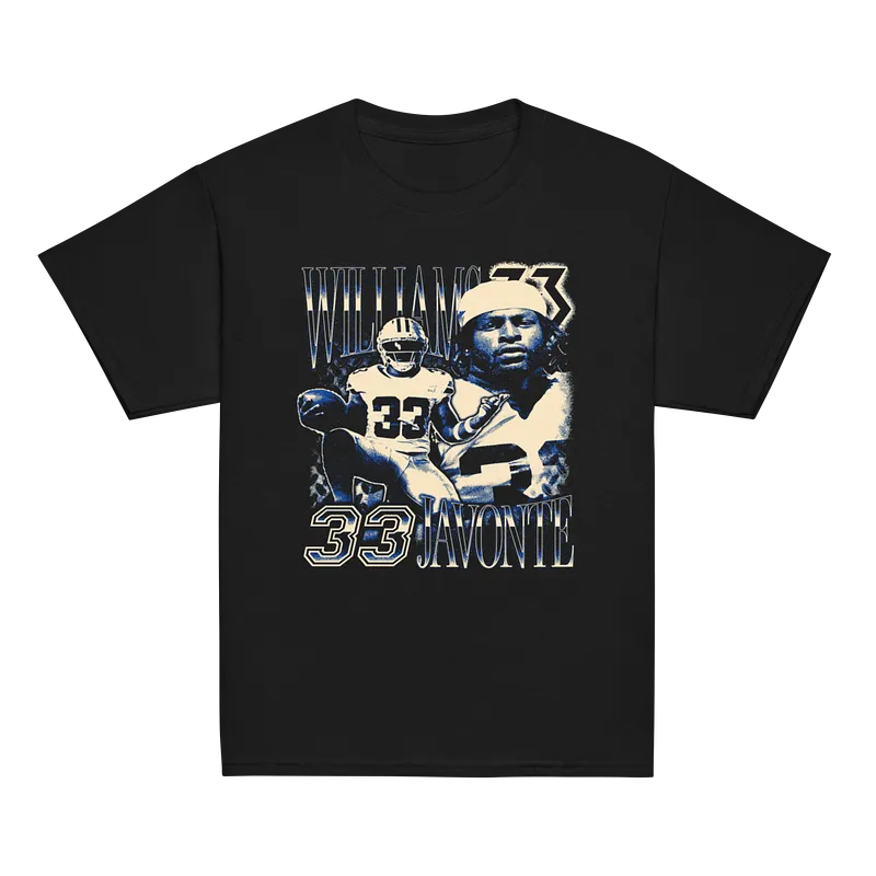 Javonte Williams Vintage Vintage Youth T-shirt Black by Athlete Market