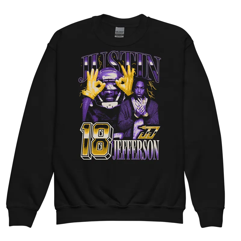 Justin Jefferson Vintage Youth Crewneck Black