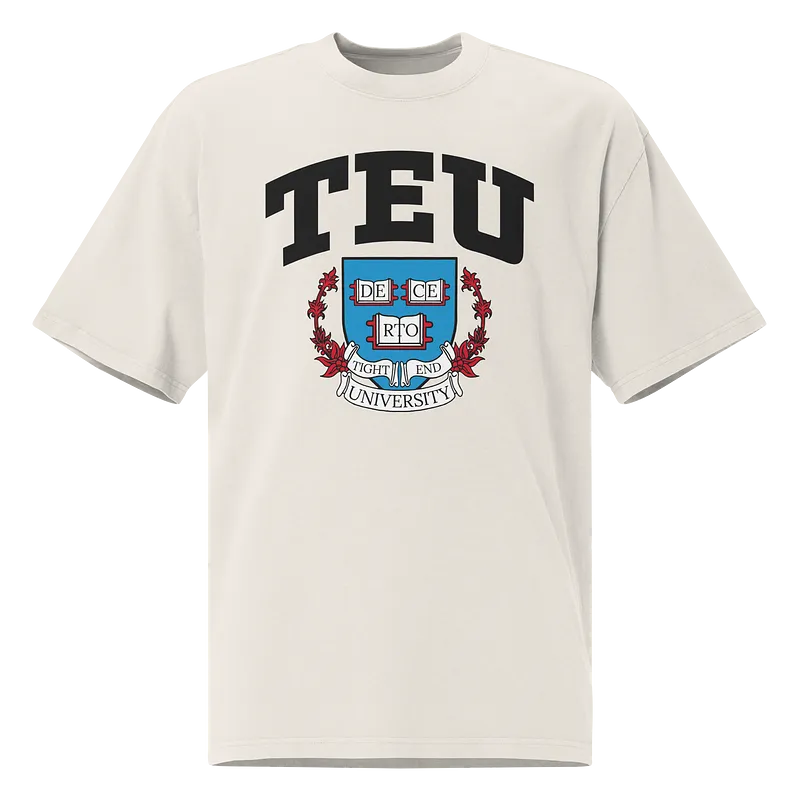 Tight End University "Emblem" Oversized T-shirt Faded White