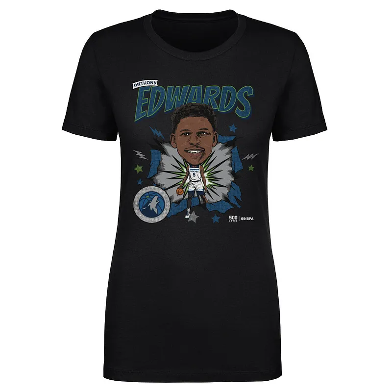 Anthony Edwards Minnesota Timberwolves Caricature Retro WHT
