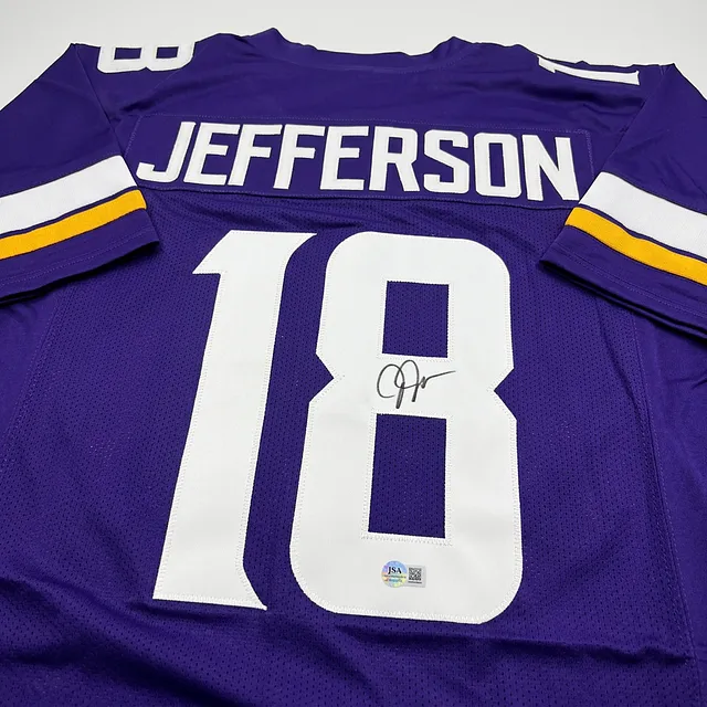 Autographed/Signed Justin Jefferson Minnesota Purple Football Jersey Beckett BAS COA