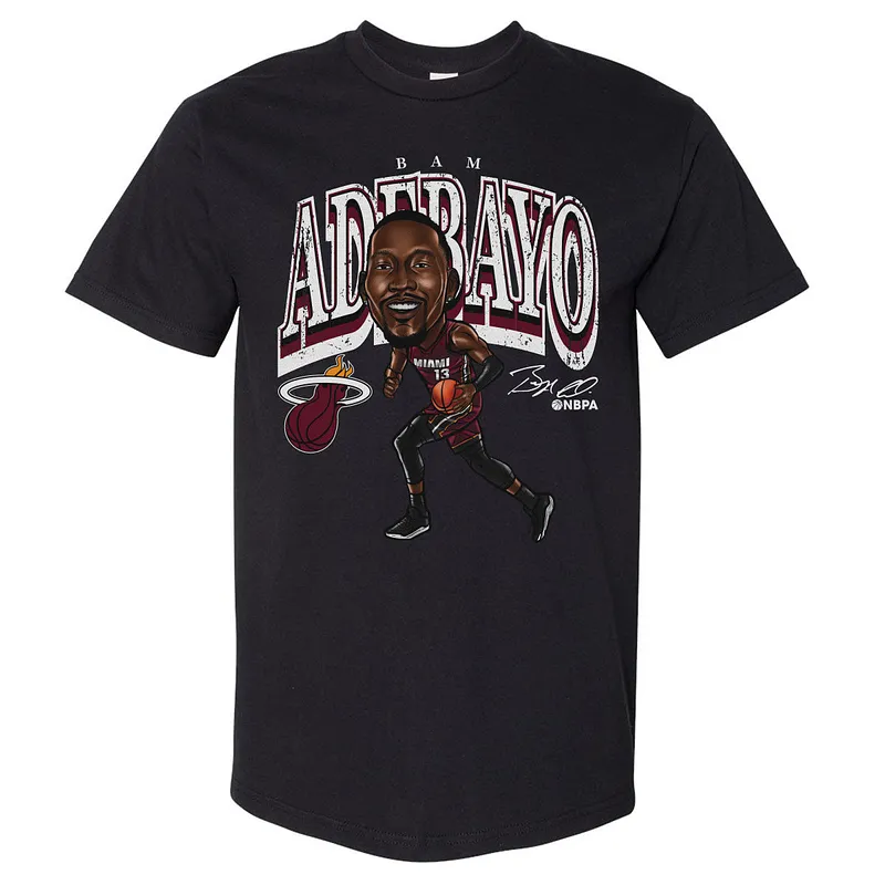 Bam Adebayo Miami Heat Cartoon WHT