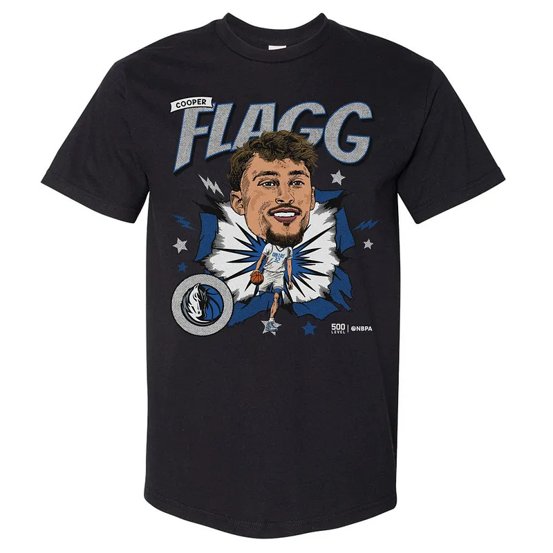 Cooper Flagg Dallas Mavericks Caricature WHT