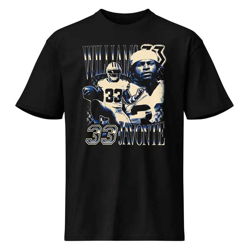 Javonte Williams Vintage Vintage T-shirt Black by Athlete Market