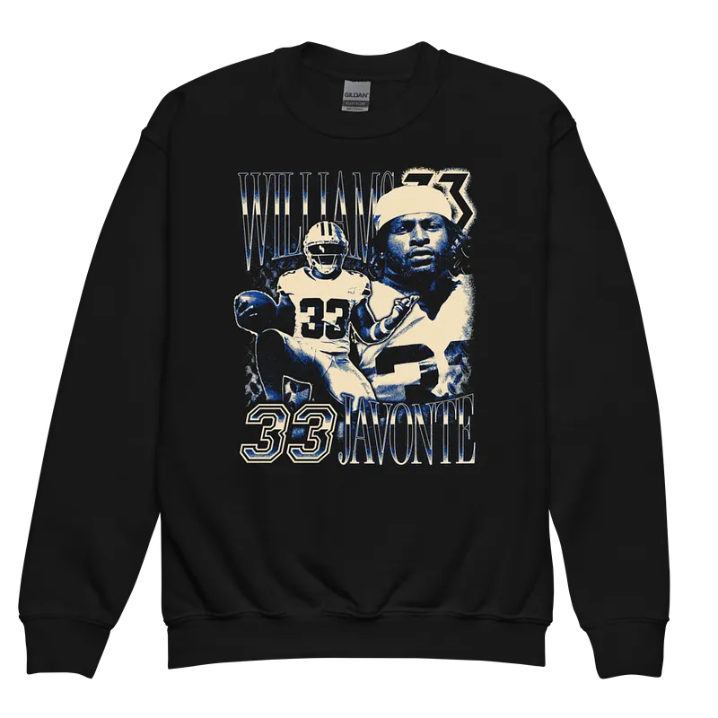 Javonte Williams Vintage Vintage Youth Crewneck Black by Athlete Market
