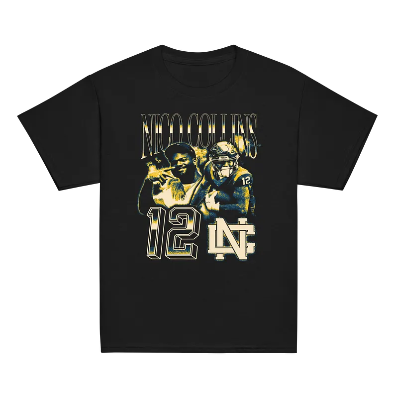 Nico Collins Vintage Vintage Youth T-shirt Black by Athlete Market