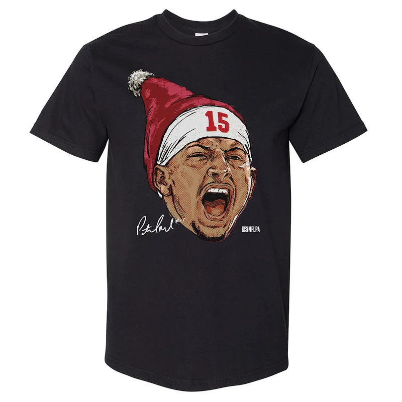 Patrick Mahomes Kansas City Portrait Santa Hat WHT