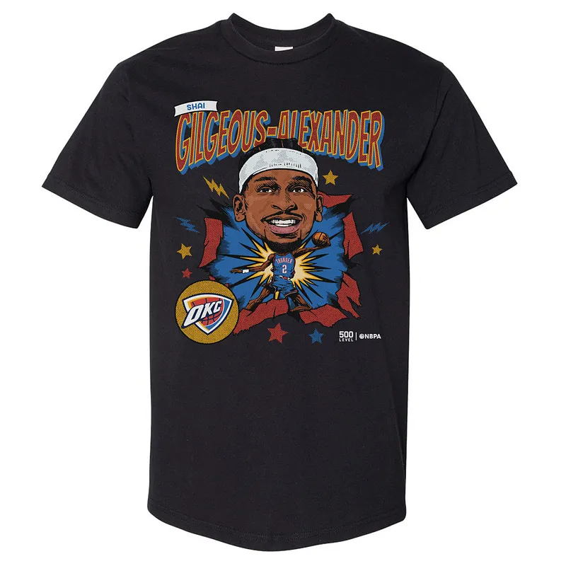 Shai Gilgeous-Alexander Oklahoma City Thunder Caricature Retro WHT