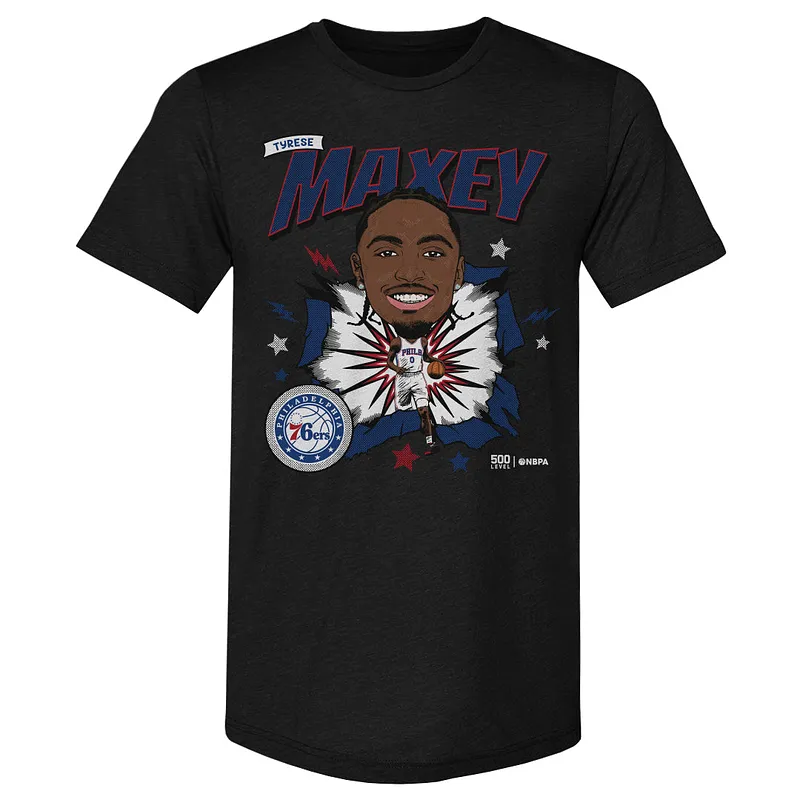 Tyrese Maxey Philadelphia 76ers Caricature WHT